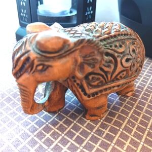 Hand carved elephant of wood.